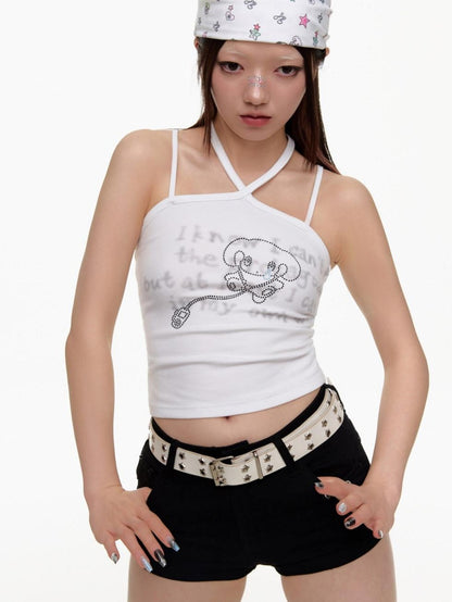 BETWEENAND White Animal Print Tie Back Slim Fit Women&