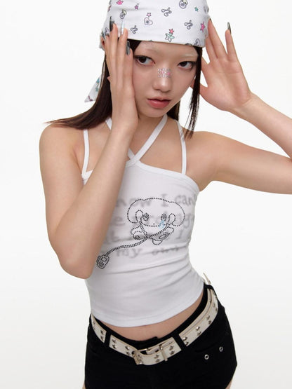 BETWEENAND White Animal Print Tie Back Slim Fit Women&