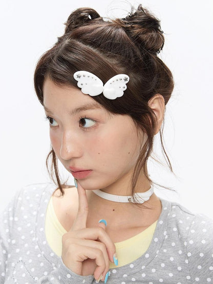 BETWEENAND White Cloud Wing Flocked Side Fringe Women&