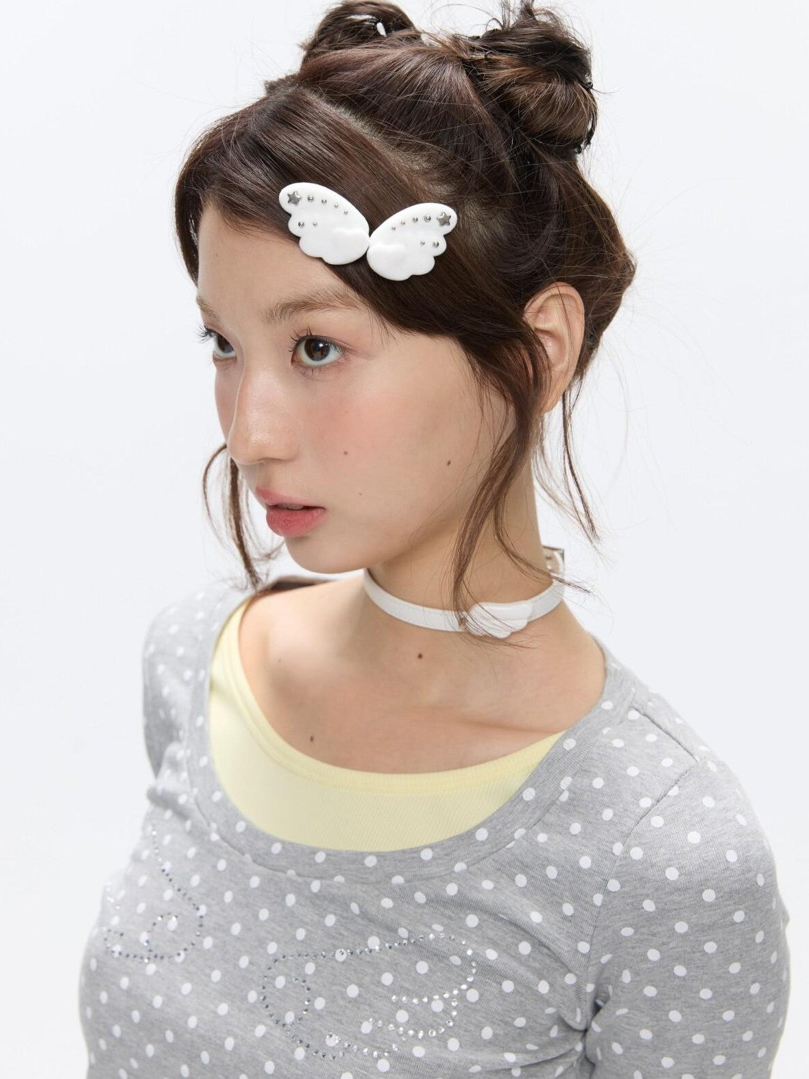 BETWEENAND White Cloud Wing Flocked Side Fringe Women&