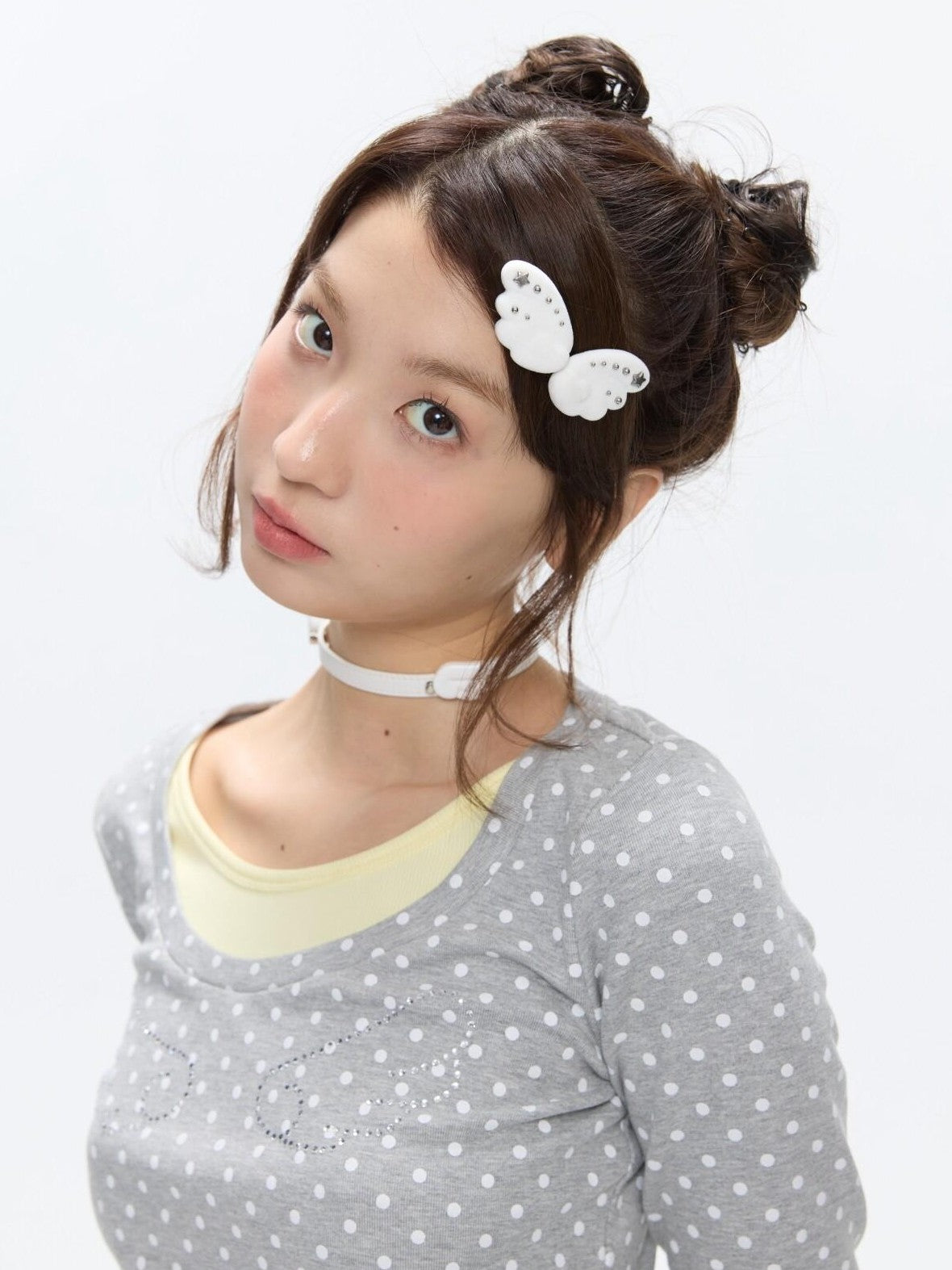 BETWEENAND White Cloud Wing Flocked Side Fringe Women&