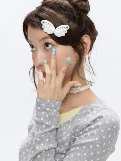BETWEENAND White Cloud Wing Flocked Side Fringe Women&