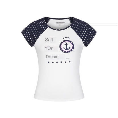 BETWEENAND_White_Contrast_Letter_Print_Raglan_Crop_Women&
