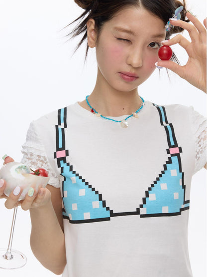 BETWEENAND White Pixel Bead Doodle Print Women&