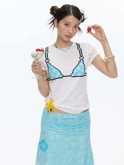 BETWEENAND White Pixel Bead Doodle Print Women&