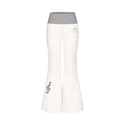 BETWEENAND_White_Polka_Dot_Patchwork_Fleece_Lined_High_Waist_Women&