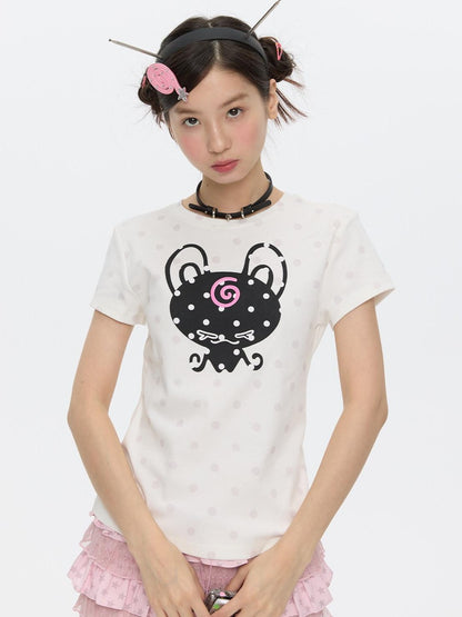 BETWEENAND White Silicone Print Polka Dot Women&