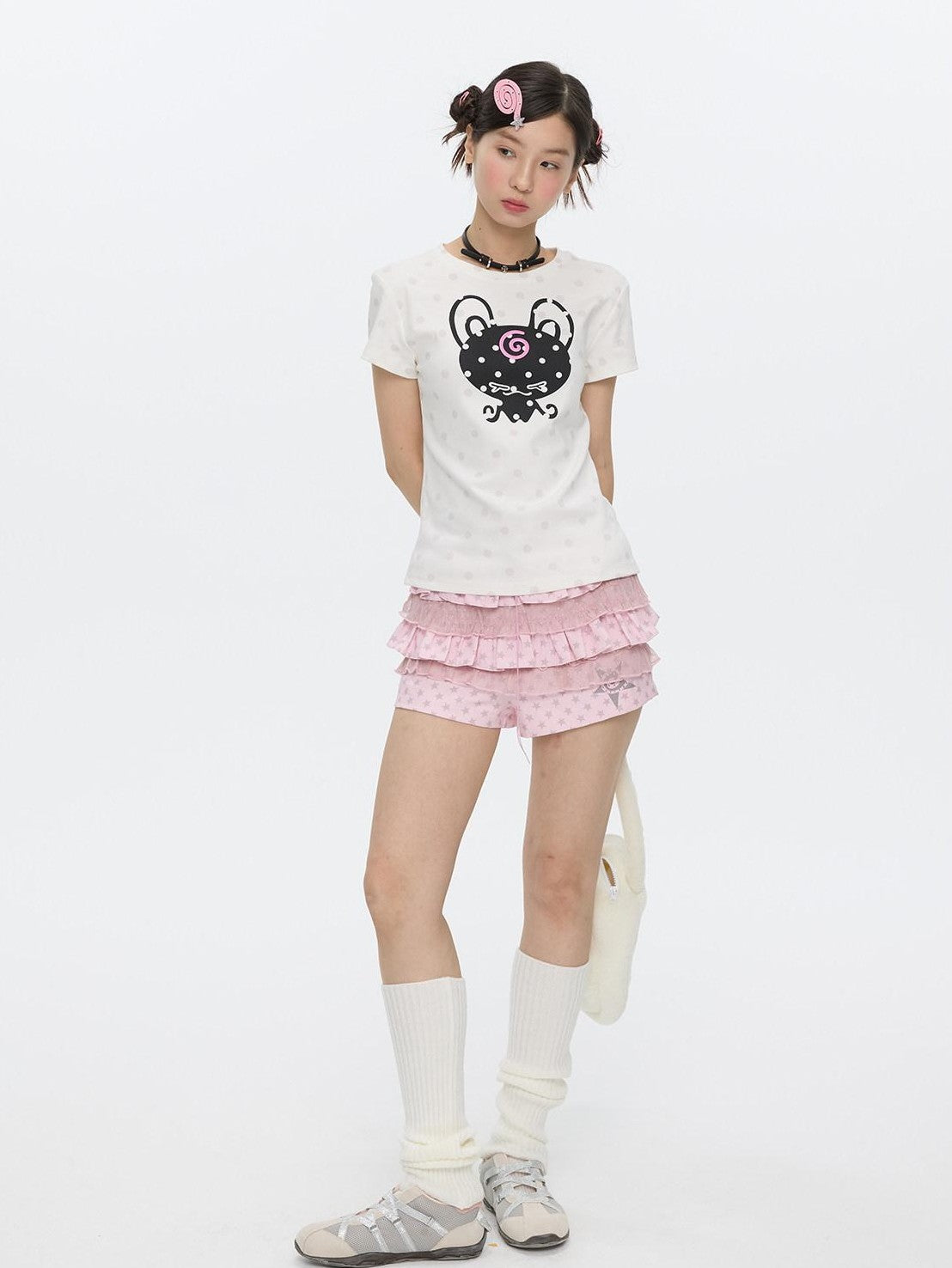 BETWEENAND White Silicone Print Polka Dot Women&