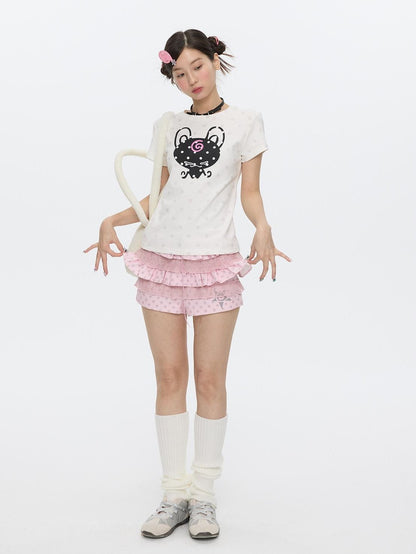 BETWEENAND White Silicone Print Polka Dot Women&