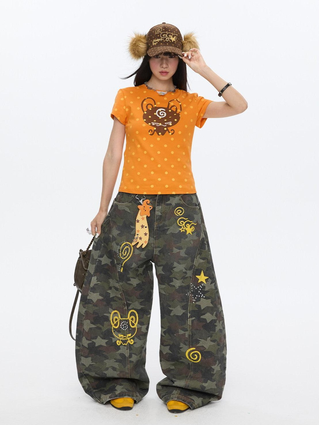 BETWEENAND White Silicone Print Polka Dot Women&