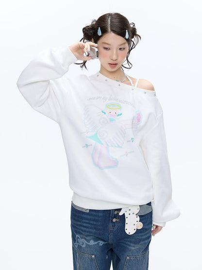 BETWEENAND White Star Beaded Angel Wing Off Shoulder Women&
