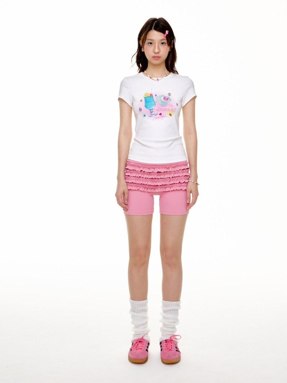BETWEENAND White Tie Dye Rhinestone Women&
