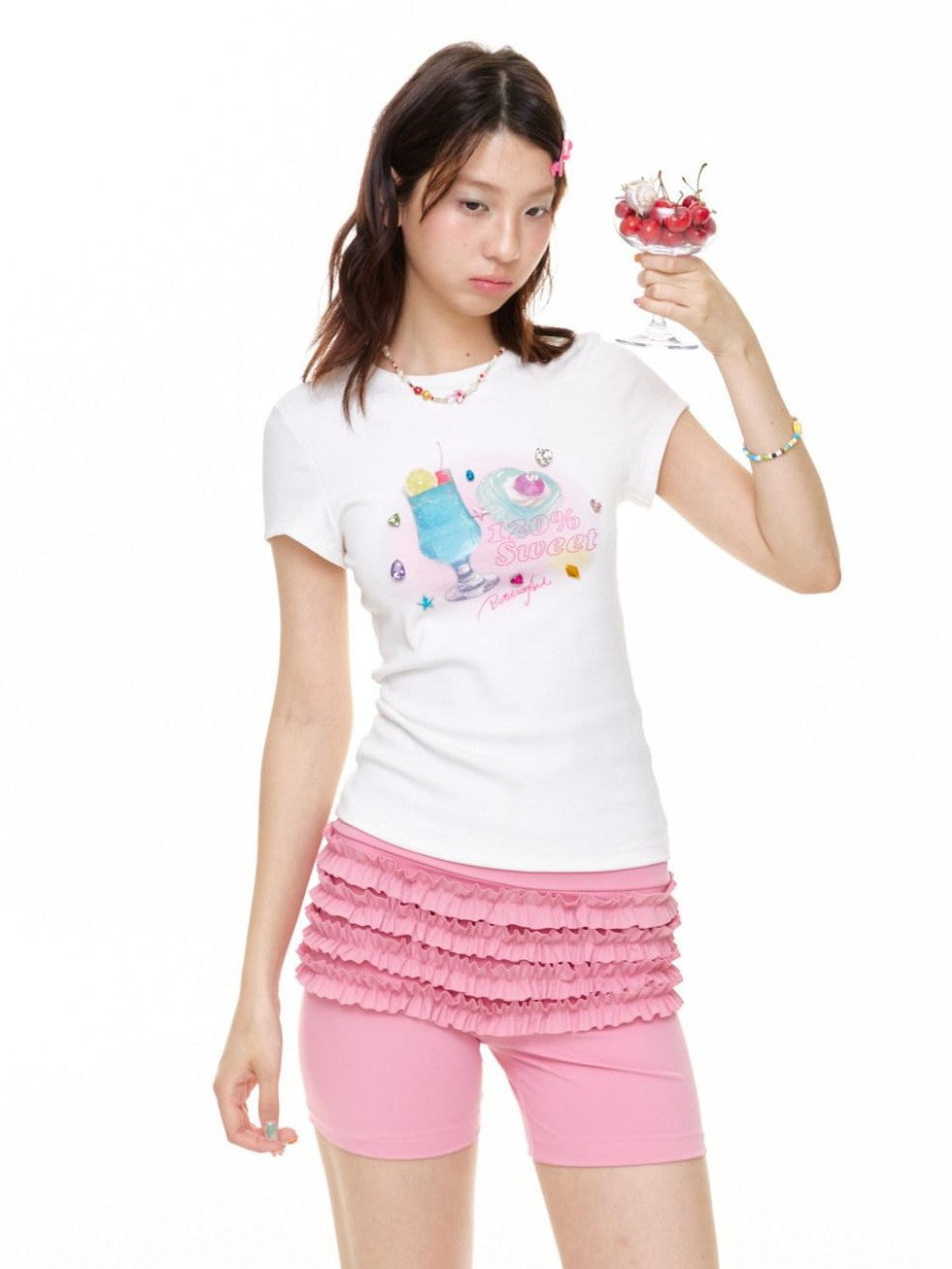 BETWEENAND White Tie Dye Rhinestone Women&