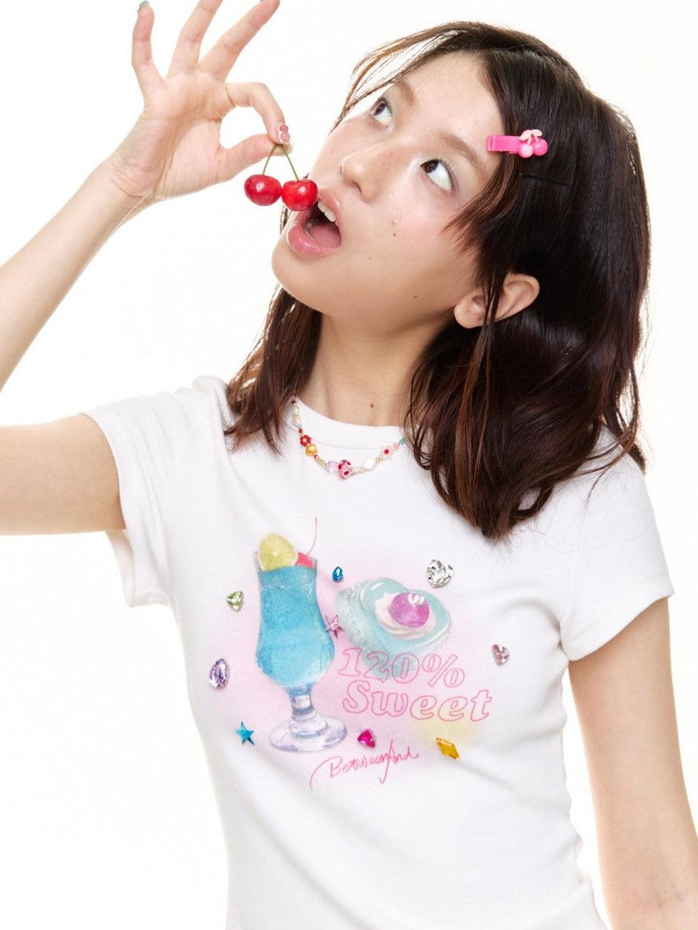 BETWEENAND White Tie Dye Rhinestone Women&