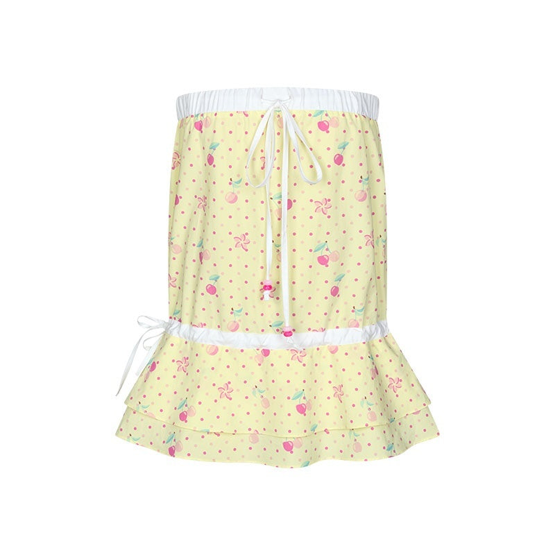 BETWEENAND_Yellow_Cherry_Print_Patchwork_Tiered_Women&