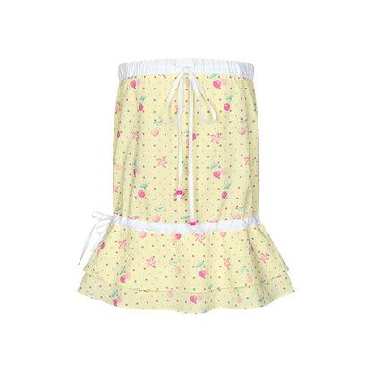 BETWEENAND_Yellow_Cherry_Print_Patchwork_Tiered_Women&