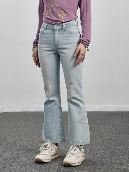 Achihara Nu Disco Flared Cropped Jeans In Light Blue