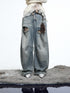 NN NORTH NODE Vintage Wash Distressed Crescent Wide Leg Jeans