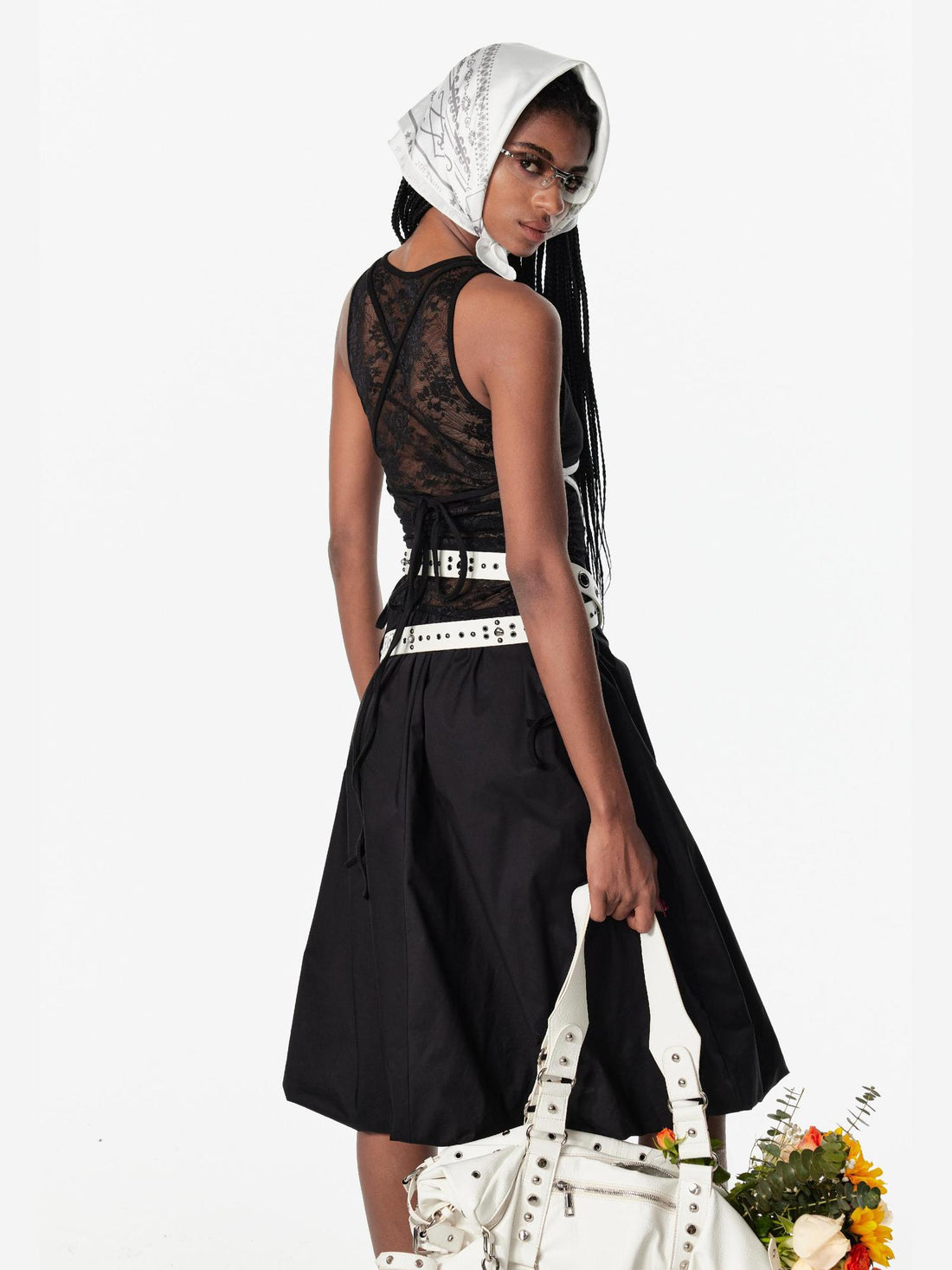 2th Desire Backless Mesh Cut-Out Wrap Corset Sleeveless Black Dress