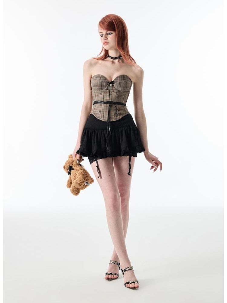 Ballet-Inspired Lace-Trim Short Cake Skirtskirts