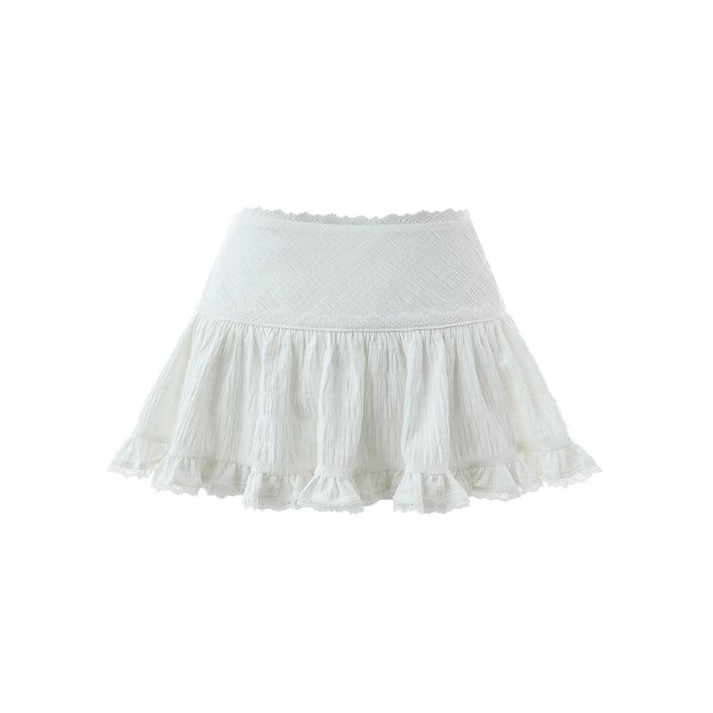 Ballet-Inspired Lace-Trim Short Cake Skirtskirts