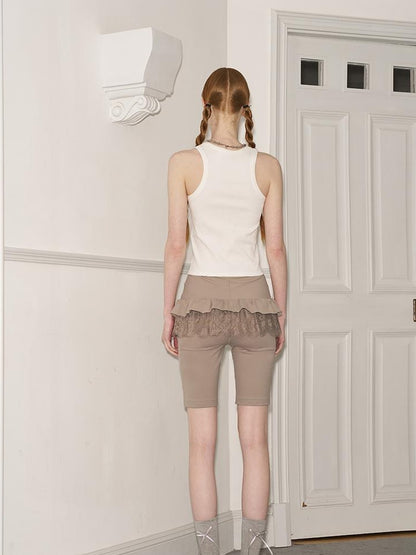 DIDDI MODA Ballet Inspired Rhinestone Lace Yoga Shorts