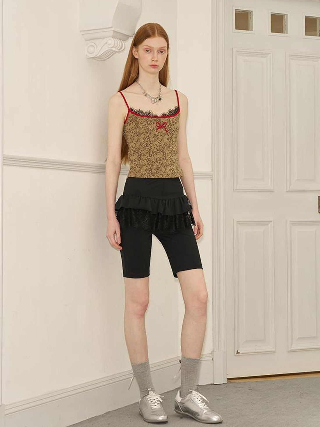 DIDDI MODA Ballet Inspired Rhinestone Lace Yoga Shorts