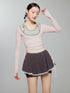 DIDDI MODA Balletcore Knit Layered Mock Neck Top