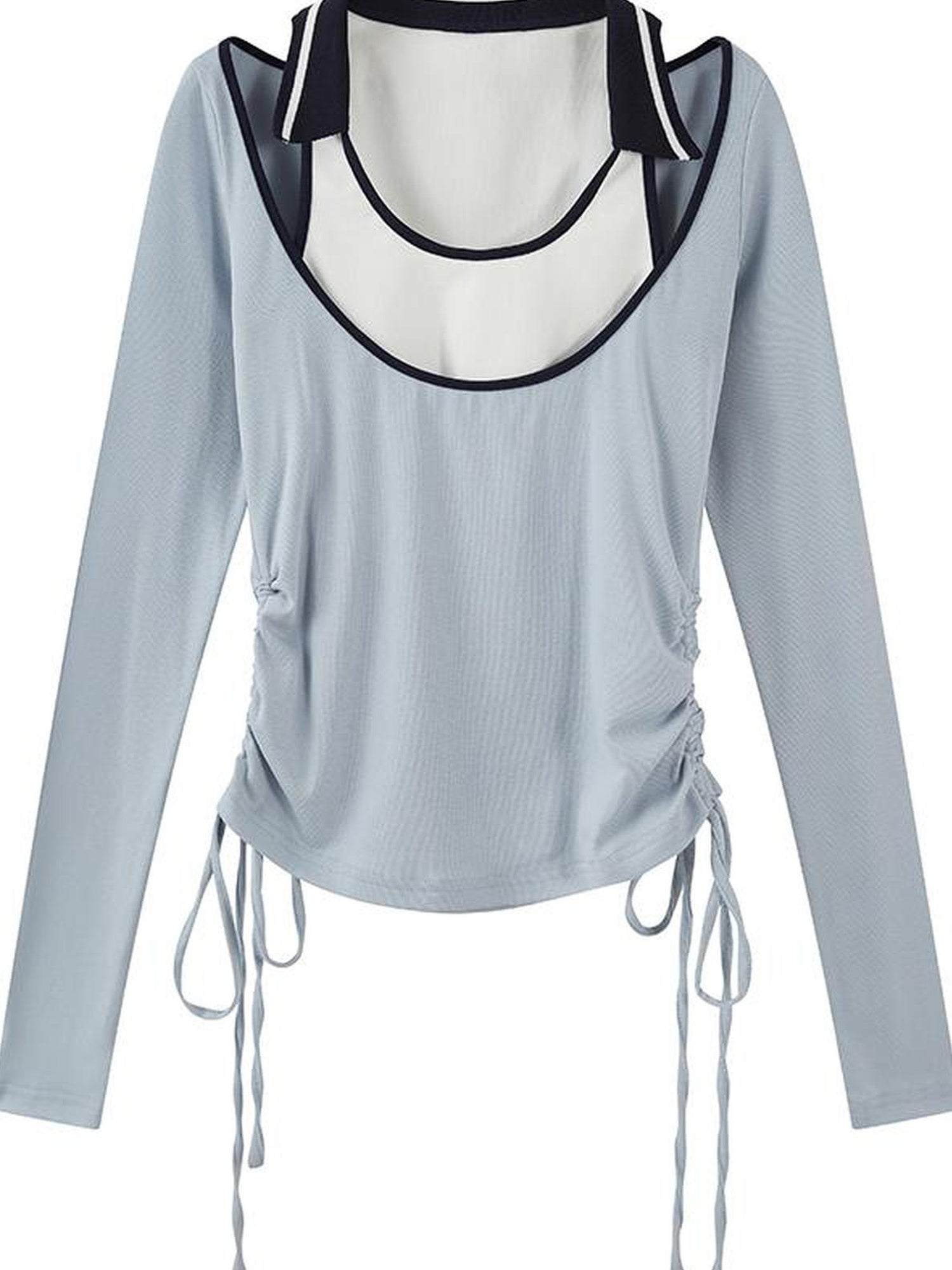 DIDDI MODA Balletcore Knit Layered Mock Neck Top