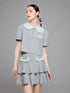 DIDDI MODA Balletcore Knit Set Soft Contrast Trim Top Skirt