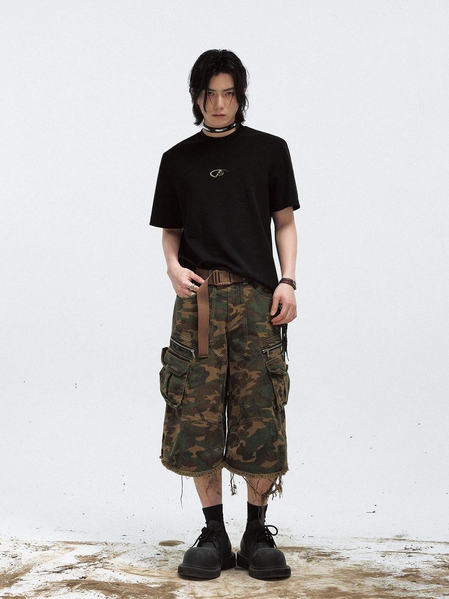 Peoplesense Basic Metal Logo Slim Fit Cotton Tee