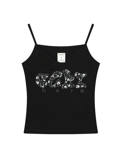 Brittany Becky Skull Embroidered Ribbed Tank Top