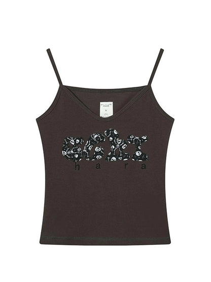 Brittany Becky Skull Embroidered Ribbed Tank Top