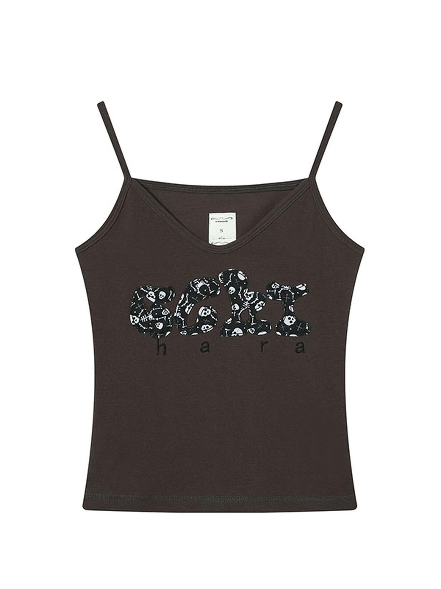 Achihara Brittany Becky Skull Embroidered Ribbed Tank Top
