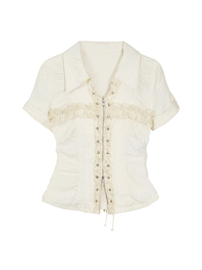 Sea Witch Poetry Vintage Gothic Ruffles V-neck T-shirt Long-Sleeve