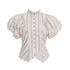 YOSHUYUKI Vintage Stripe Blouse With Puffed Sleeves