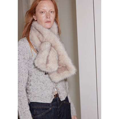 2th Desire Two Tone Faux Fur Scarf With Leather Label