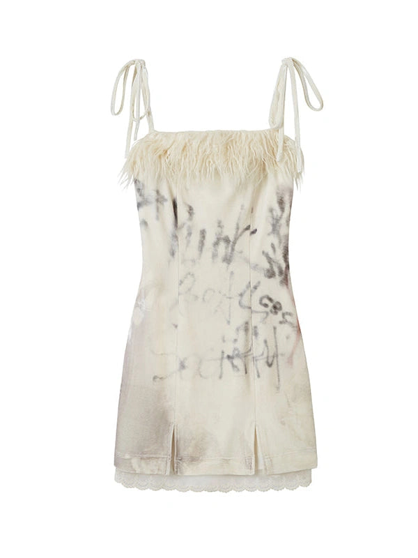 Velvet Print Patchwork Slip Dress