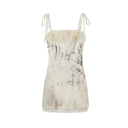 Cest Nous Velvet Print Patchwork Slip Dress
