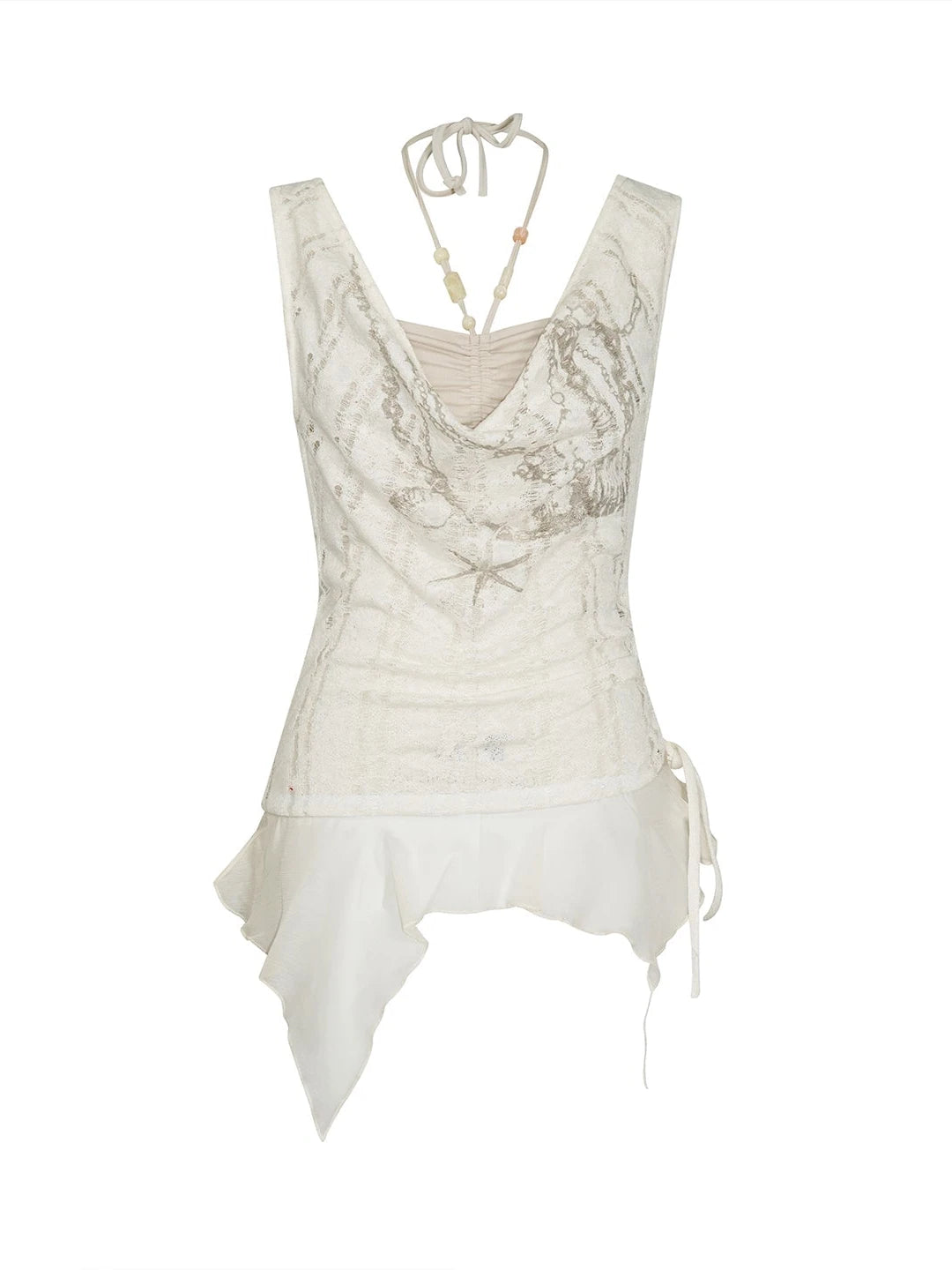 Seafoam Lace Shell Beaded Swing Top