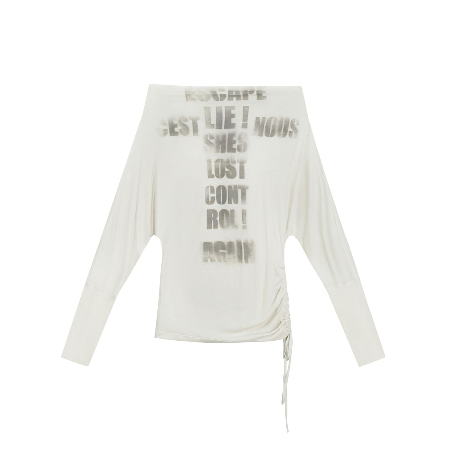 Update c Cross Print Rayon Batwing Long Sleeve Tee