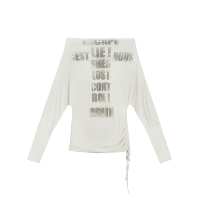 Update c Cross Print Rayon Batwing Long Sleeve Tee