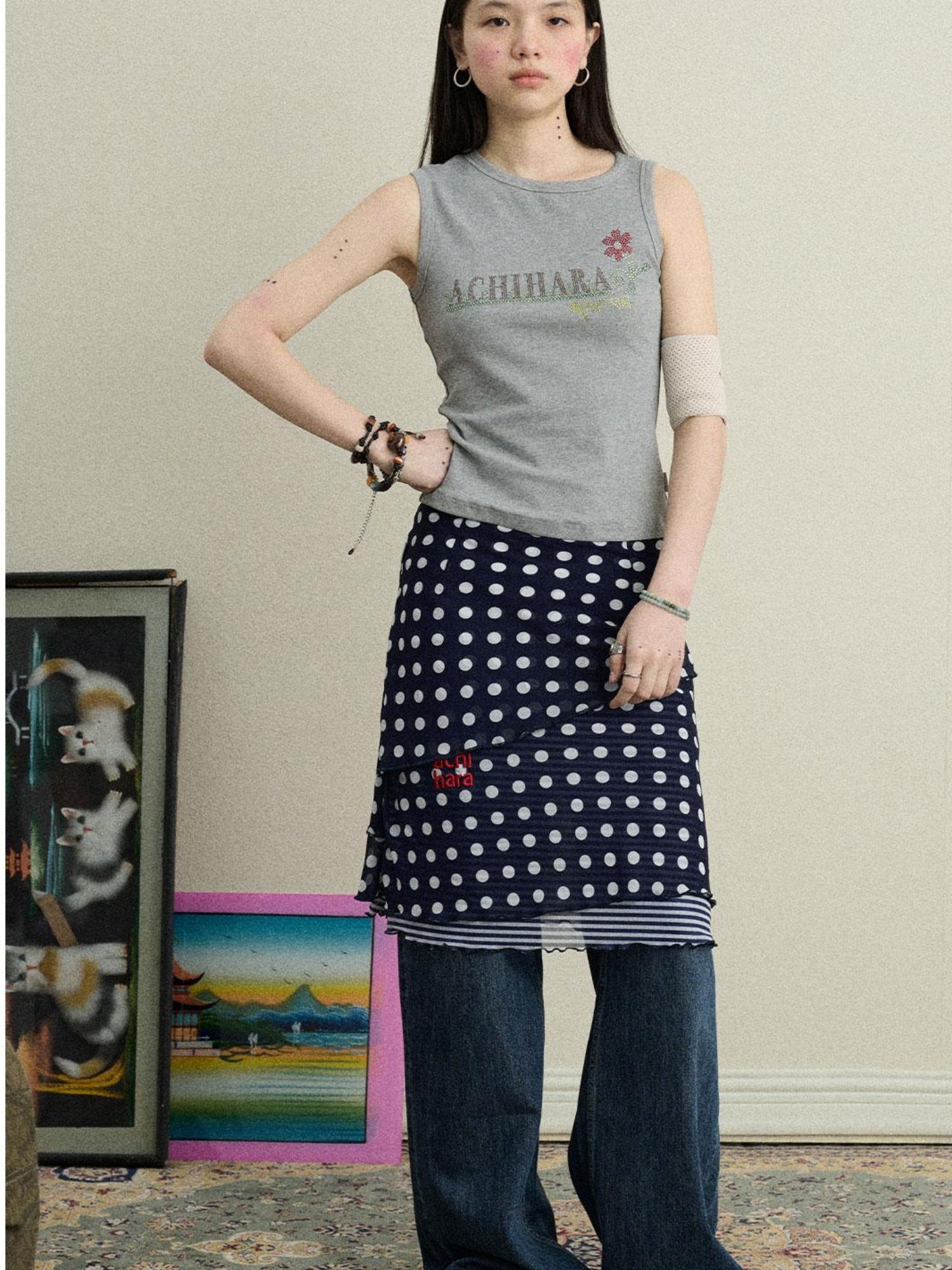 Achihara Berlin Soda Rhinestone Vest In Soft Cotton - T-Shirt