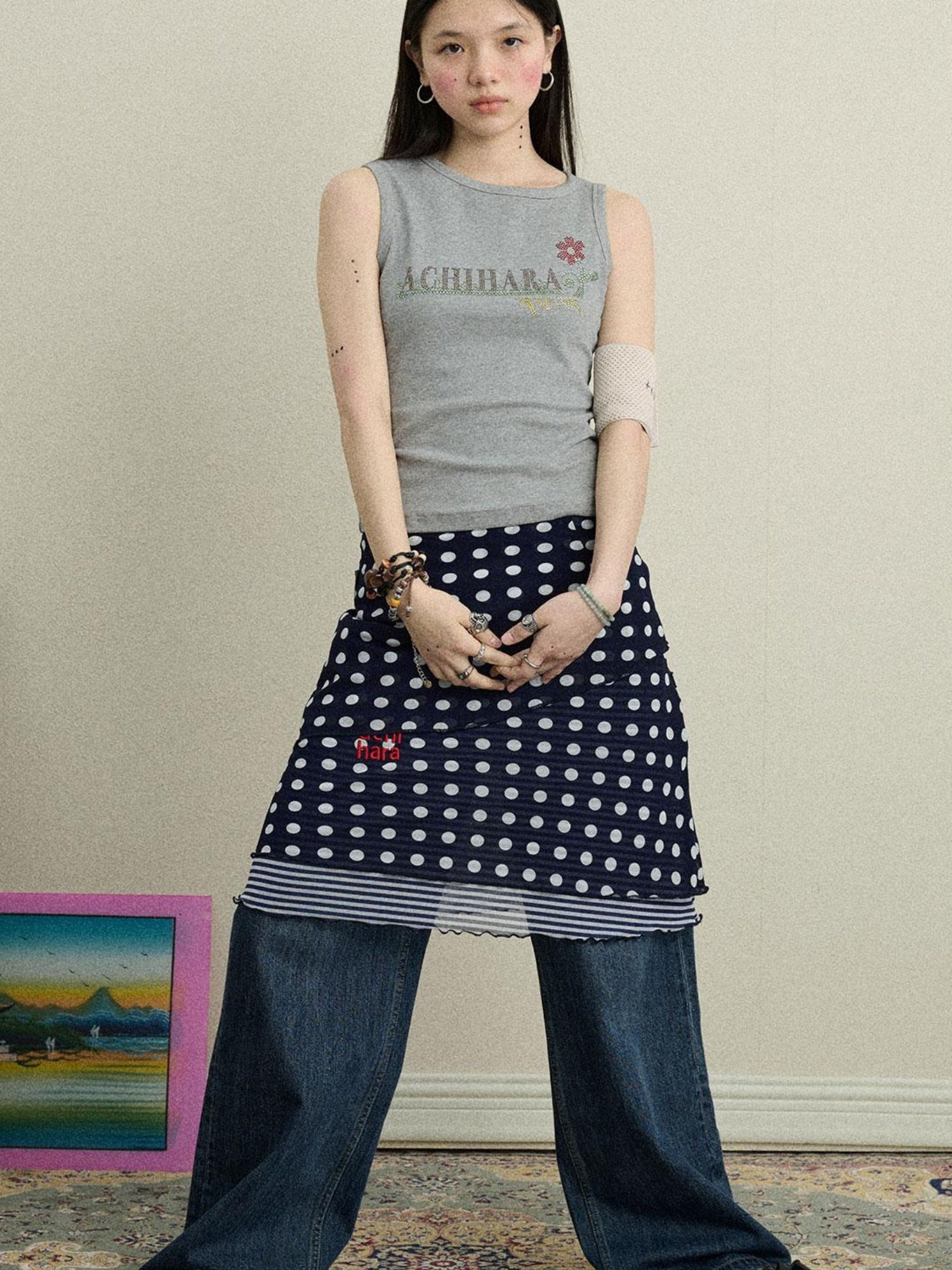 Achihara Berlin Soda Rhinestone Vest In Soft Cotton - T-Shirt