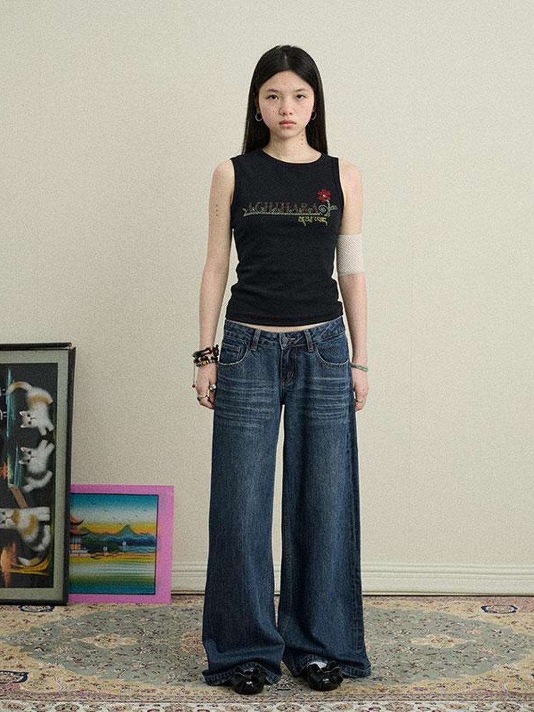 Achihara Berlin Soda Rhinestone Vest In Soft Cotton - T-Shirt