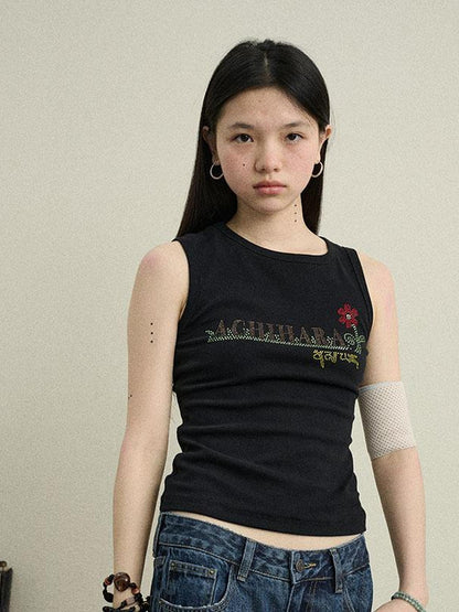Achihara Berlin Soda Rhinestone Vest In Soft Cotton - T-Shirt