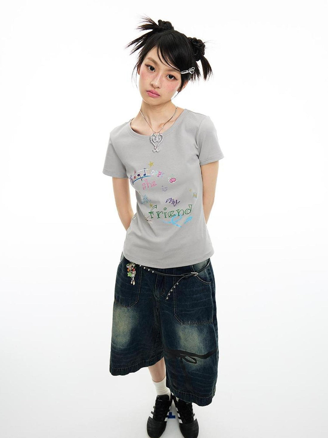 MOMSYCAN FOX LINE Best Friend Print Cotton T Shirt With Adjustable Strap