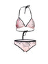 Flowers birds Market Floral Print Bikini Set with Ruffle Mesh Skirt