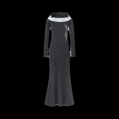 Update Anti Being General Sleek Gray Knitted Mermaid Dress With Sexy One Shoulder Design
