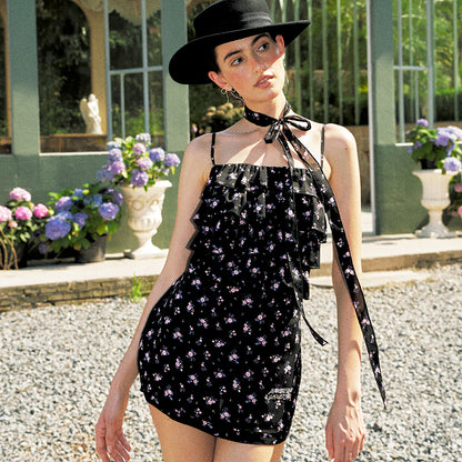 Update Anti Being General Sexy Print Strappy Slip Dress Short Black